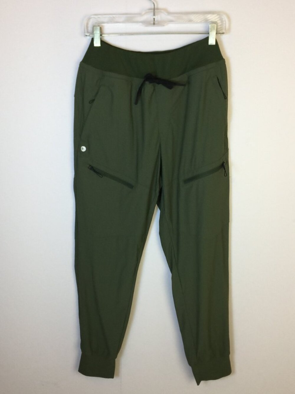 Baleaf Jogger Athletic Pants Size M Womans Green Drawstring Waist Zip Pockets